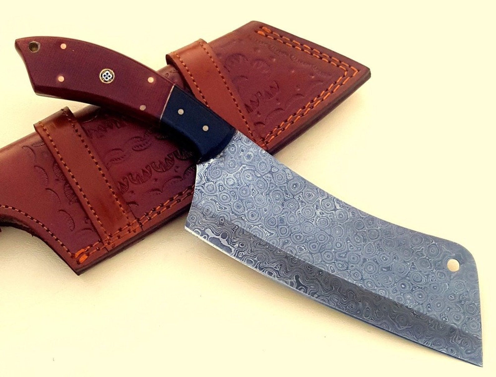 Custom Handmade Damascus Cleaver 12 Damascus Steel Chef Etsy