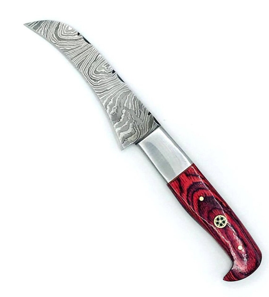 Master Chef Knife Set 7 Pieces Red Pakka Wood Handles Damascus Etsy