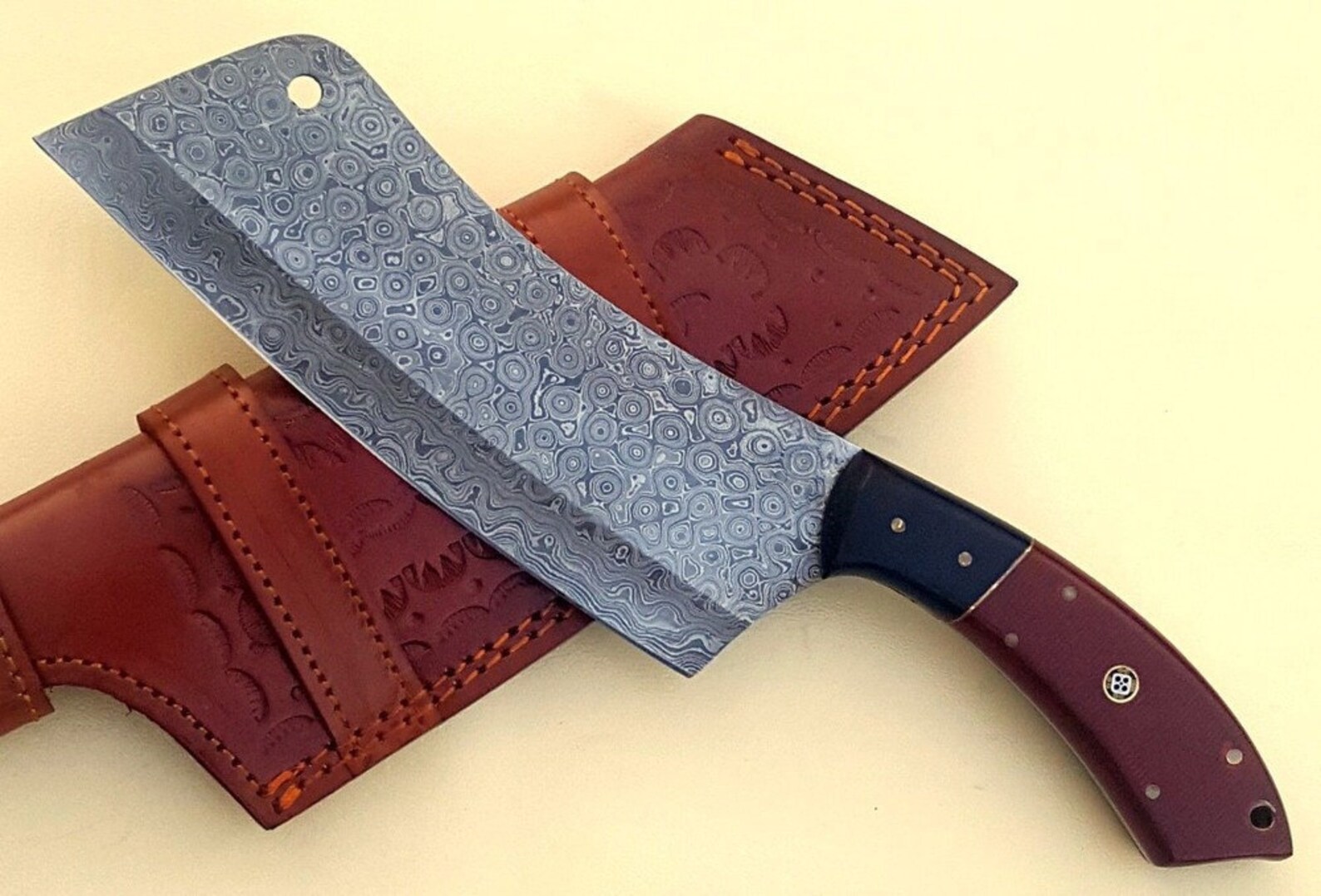 Custom Handmade Damascus Cleaver 12 Damascus Steel Chef Etsy