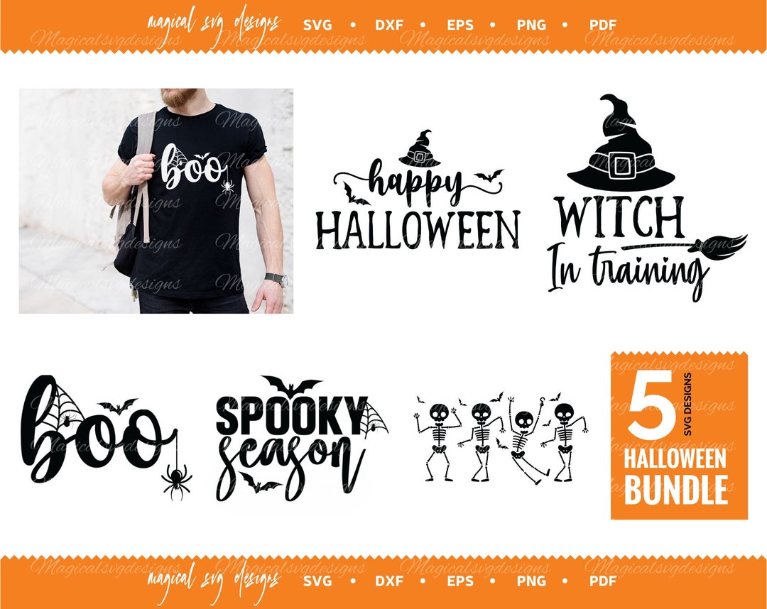 Halloween SVG Bundle 5 Svg Files Witch Svg Spooky Season - Etsy