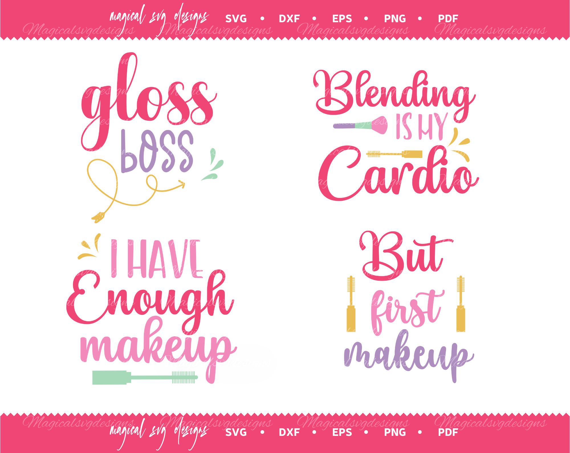Makeup Quotes Svg Bundle 4 Svg Designs Gloss Boss Svg - Etsy