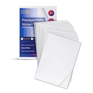 Printable Sticker Paper - Inkjet & Laser - White Matte - A4 - 100 GSM