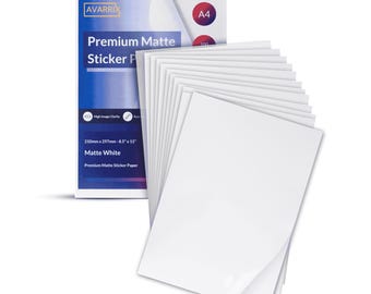 Printable Sticker Paper - Inkjet & Laser - White Matte - A4 - 100 GSM
