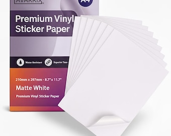 Printable Vinyl Sticker Paper - White Matte - Inkjet & Laser - A4 - 100 Mic