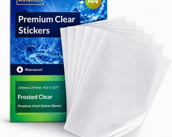 Printable Vinyl Sticker Paper - Frosted Clear Glossy - Inkjet & Laser - A4 - 50 Mic