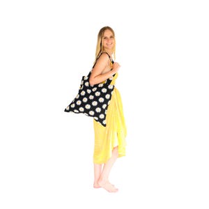 Tote bag Baumwolle handgemacht Australien Mutter Geschenk Retro Anlass Weihnachtsgeschenk Geburtstag Boho Tasche Festivaltasche Strand black gänseblümchen