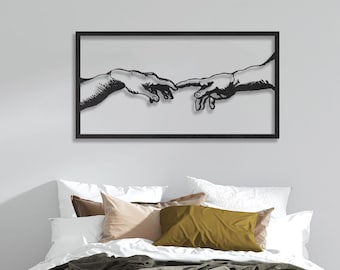 Michelangelo Hand of God Metal Wall Art, Modern Home Decor (46.0"x24.0")