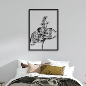 Flowers Metal Wall Art: Hands Holding Flowers, Modern Home Decor
