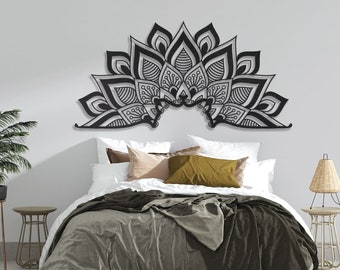 Arte de pared de mandala de metal, decoración geométrica para dormitorio