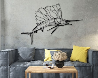 Swordfish Metal Wall Decor, Metal Wall Decor, Sworfish Wall Decor, Shark Decor, Animals Wall Decor, Lake House Decor,