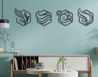 洋書 WALL ELEMENTS ART WALL Four Elements Alternative Metal Wall Art Housewarming Gift