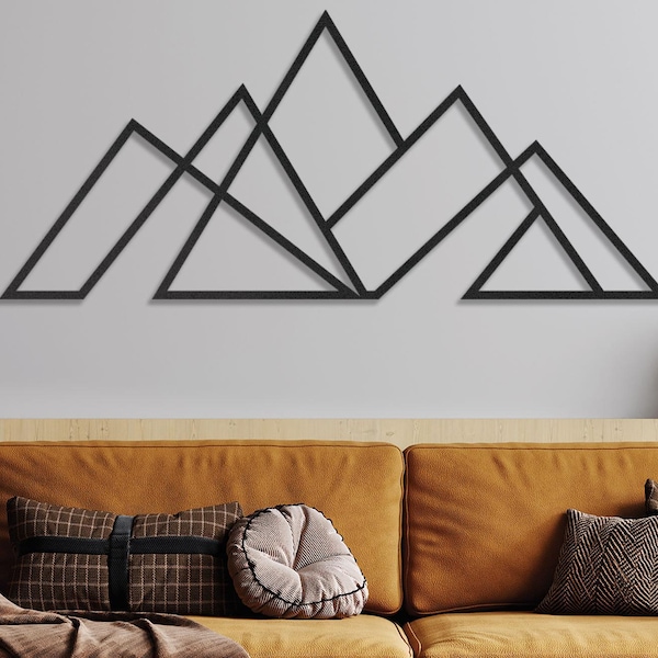 Moderna decorazione murale in metallo raffigurante una montagna, decorazione per camino in stile fattoria,