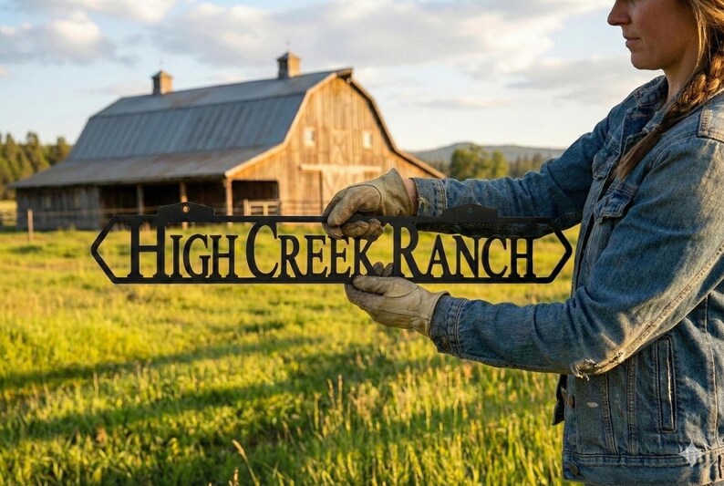 Custom Ranch Sign, Metal Farmhouse Entrance Decor - Etsy