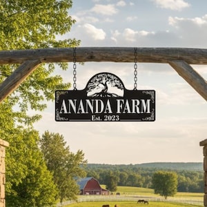 Custom Farm Gate Sign, Personalized Ranch Entrance Metal Sign ...