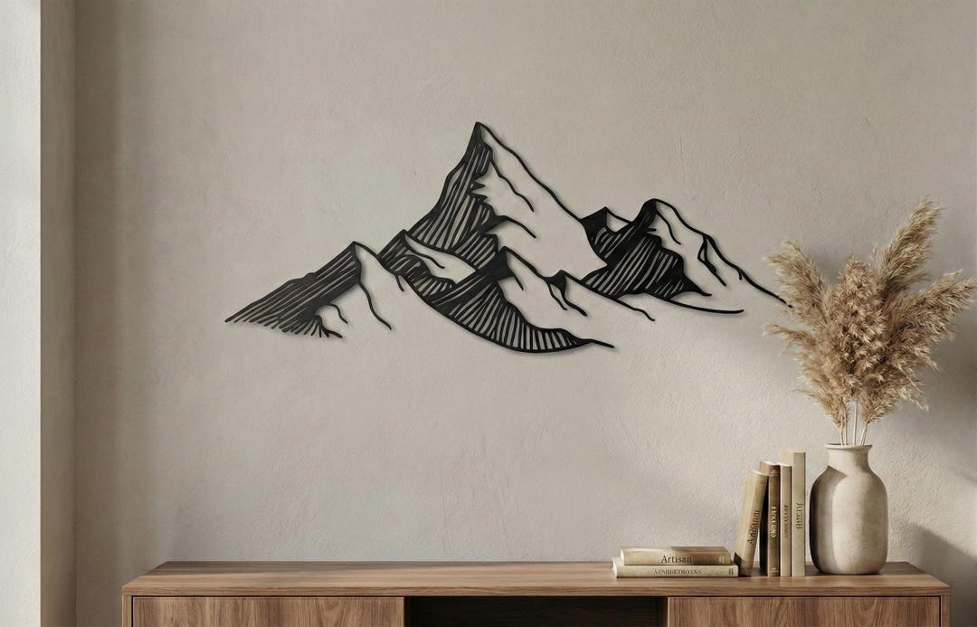 Mountain Metal Wall Art, Cabin Decor, Modern Design - Etsy