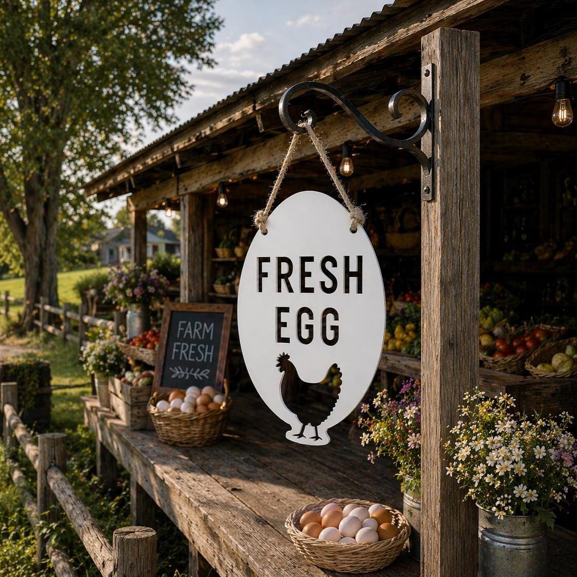 Farm Fresh Eggs Sign Personalized, Metal Egg Signage Farmstand
