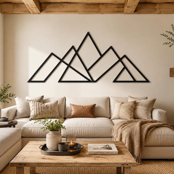 Mountain Metal  Wall Art, Fireplace Decoration, Mountain Ranges View Wall Decor