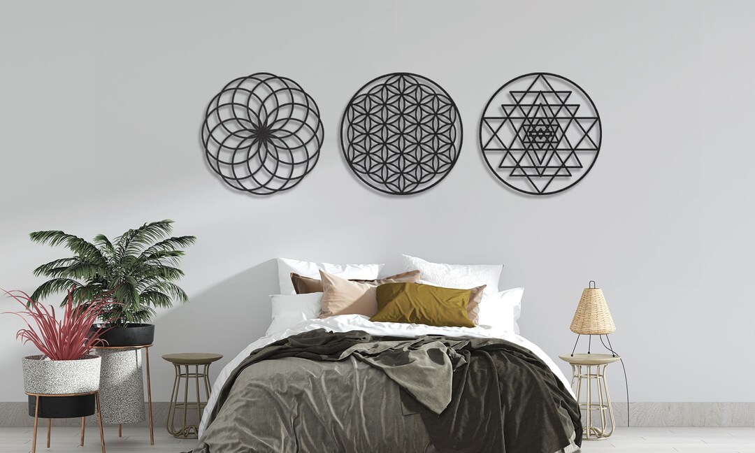 Sacred Geometry Metal Wall Art, Geometric Decor, Set of 3 - Etsy