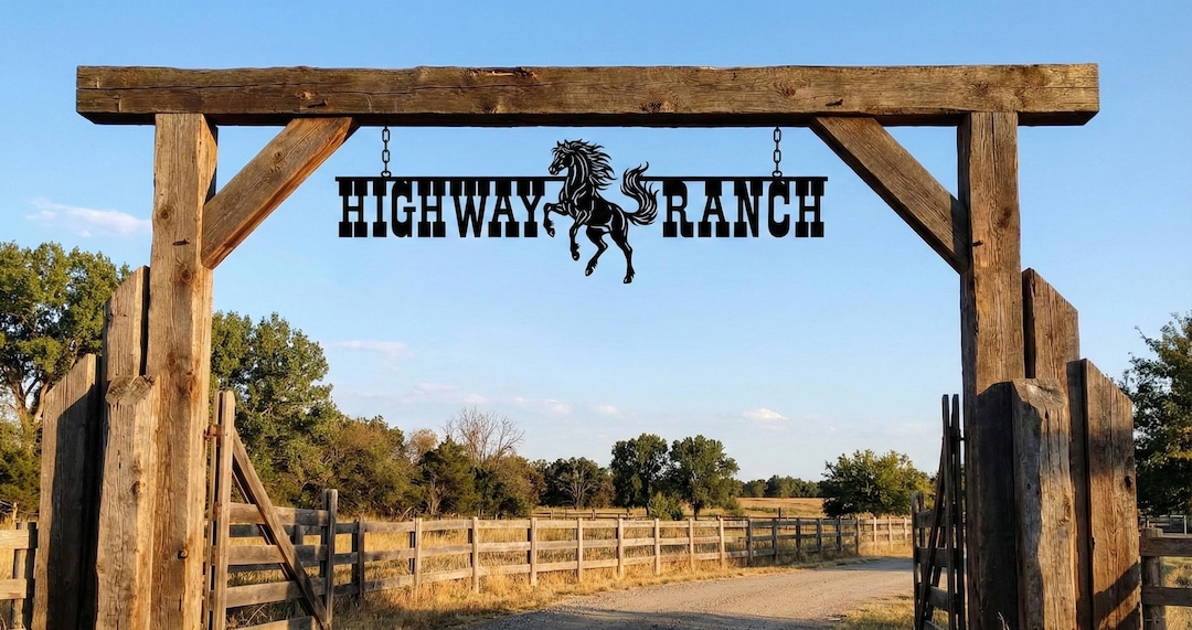 Custom Metal Ranch Sign – Personalized Farm Entrance With Horse Logo - Etsy