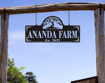 Custom Farm Gate Sign, Personalized Ranch Entrance Metal Sign, Farmhouse Outdoor Decor