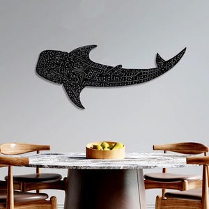 Decoración de pared de metal con forma de tiburón ballena, decoración náutica para el hogar, arte de pared oceánico, arte de pared para el baño, regalo para amantes de la vida silvestre