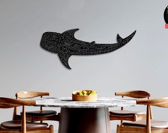 Metal Whale Shark Wall Art, Nautical Home Decor, Ocean Wall Art, Bathroom Wall Art, Wildlife Lover Gift