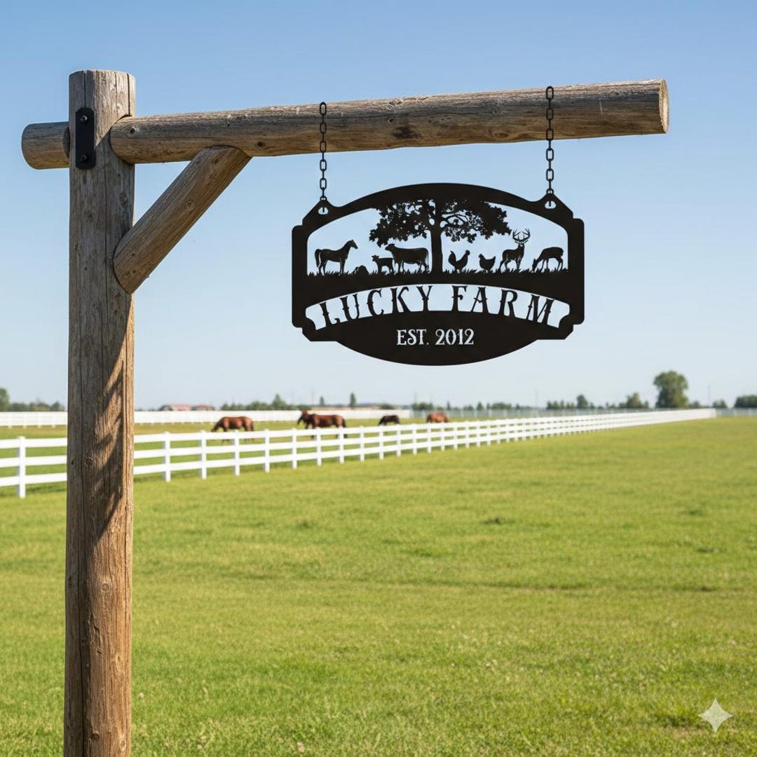 Personalized Metal Farm Sign, Ranch Gate Ornament, Barn Decor - Etsy