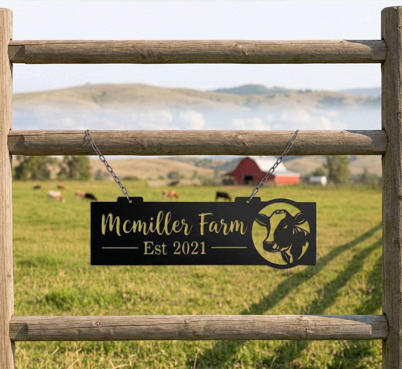 Round Ranch Gate Sign Custom Metal Ranch Gate Sign, Personalized Farm Entrance Decor, Western ...