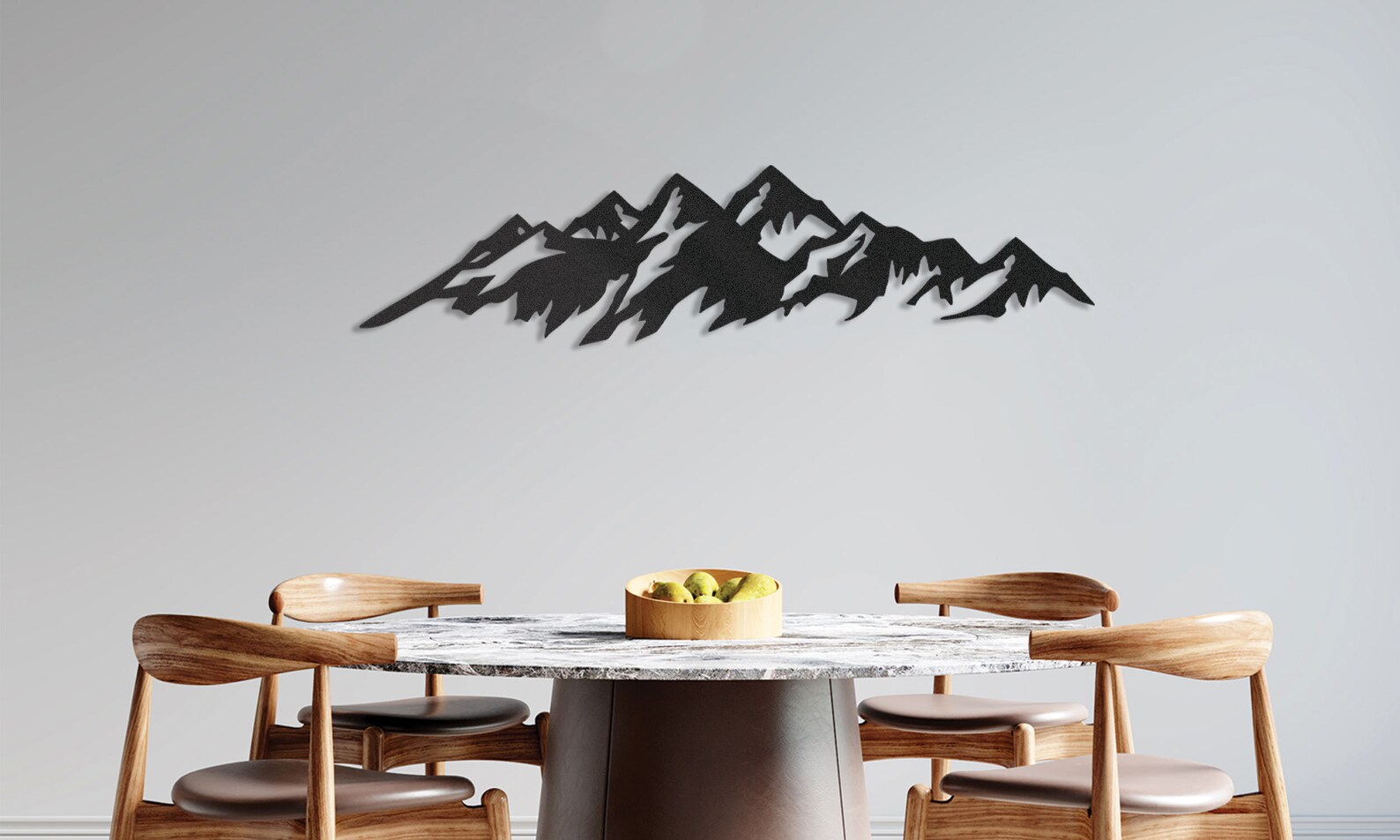 Berg-Metall-Wandkunst Set – 3-teilig, Je 40x28 Cm, Abstrakte Berglinie, Rustikale Deko Für Zuhause