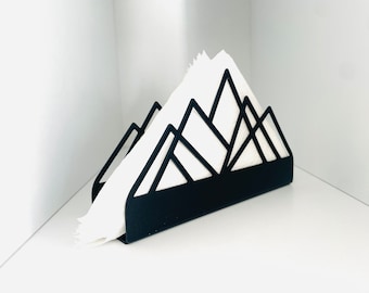 Napkin Holder, Mountain Napkin Holder, Kitchen Accessories, Napkin holder for Christmas, Black metal Napkin Holder, Housewarming Gift,