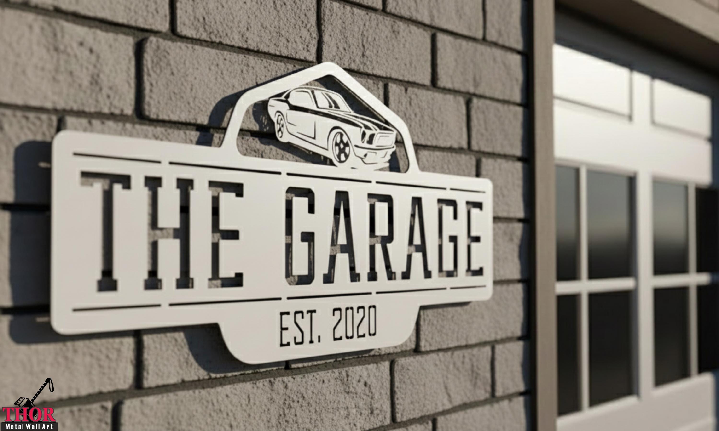 Personalized Garage Name Sign, Metal Workshop Decor, Fathers Day