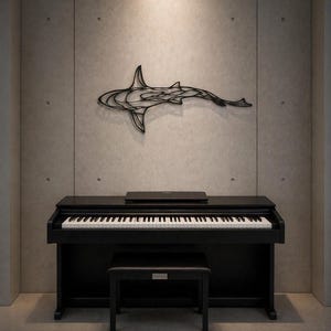 Modern Metal Shark Wall Art, Sharks Wall Art Framed, Whale Shark Wall Decor Metal image 5