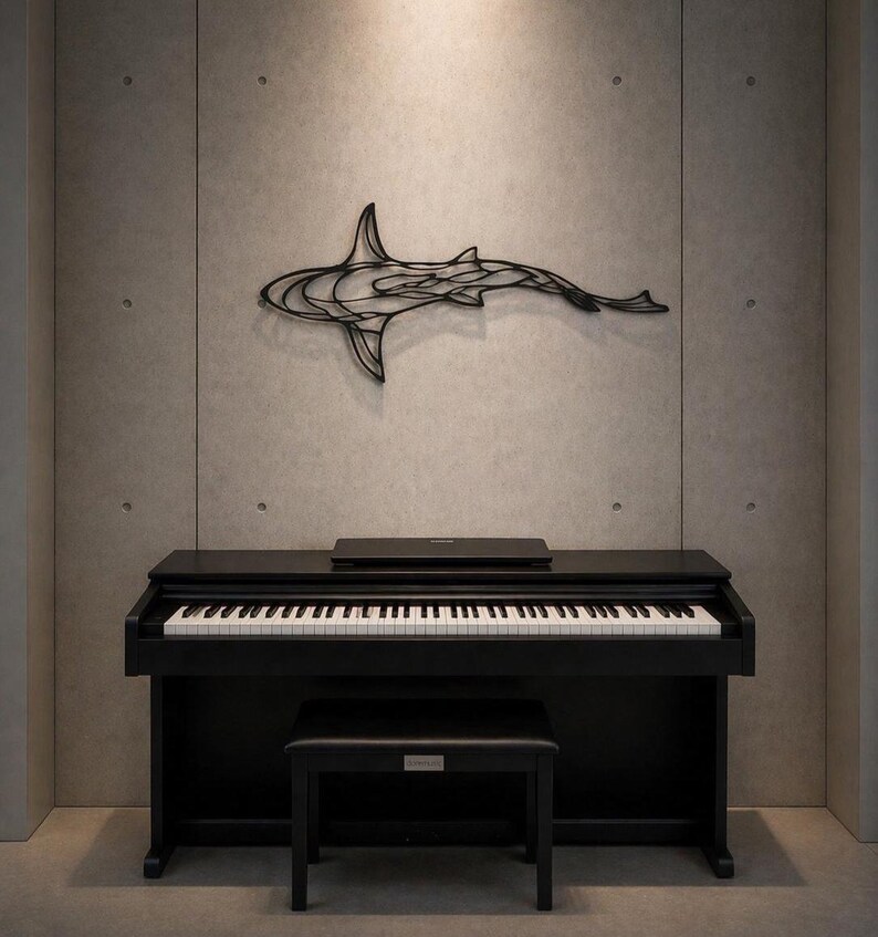 Modern Metal Shark Wall Art, Sharks Wall Art Framed, Whale Shark Wall Decor Metal image 5