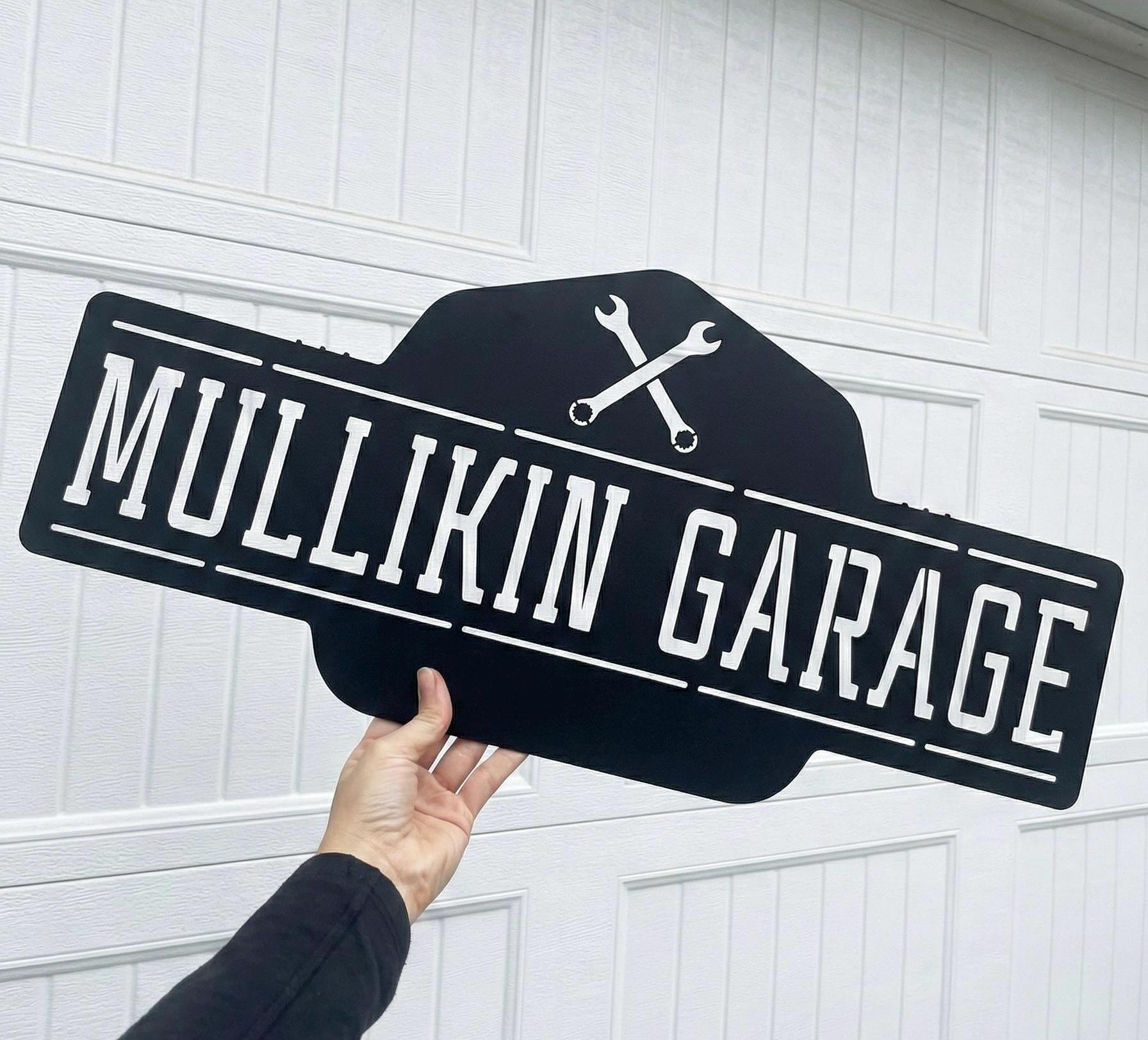 Personalized Garage Name Sign, Metal Workshop Decor, Fathers Day