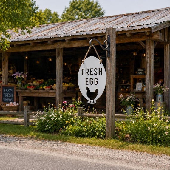 Farm Fresh Eggs Sign Personalized, Metal Egg Signage Farmstand