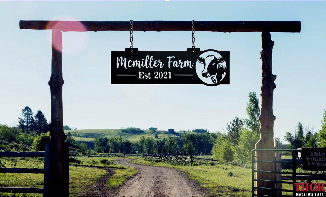 Round Ranch Gate Sign Custom Metal Ranch Gate Sign, Personalized Farm Entrance Decor, Western ...