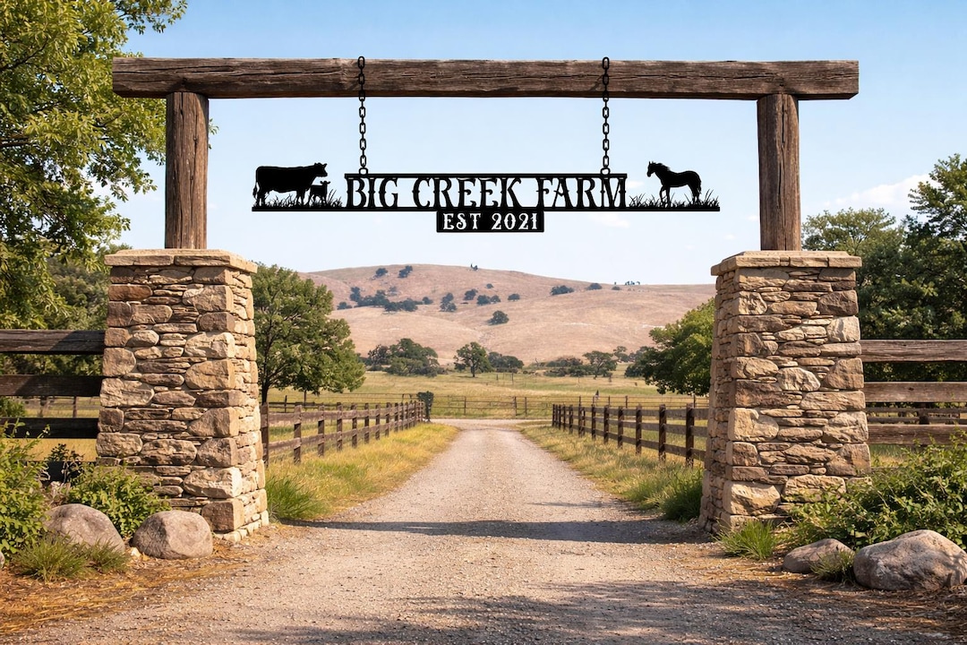 Modern Ranch Signs Custom Metal Ranch Sign, Personalized Horse Cow Family Wall Decor ...