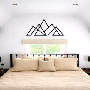 Geometric Metal Mountain Wall Art, Modern Cabin Decor, Minimalist Landscape Hanging