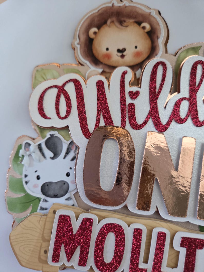 Wild One Cake Topper | Glitter Jungle Animals 1st Birthday - Etsy