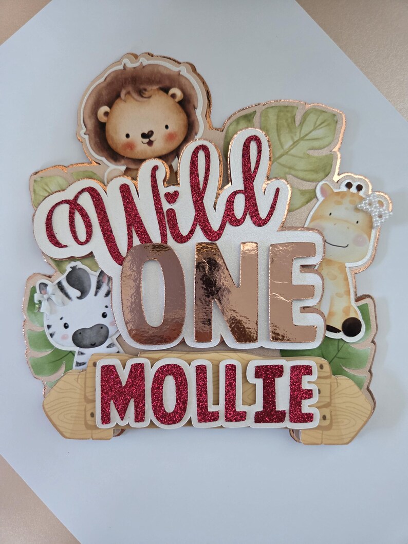 Wild One Cake Topper | Glitter Jungle Animals 1st Birthday - Etsy