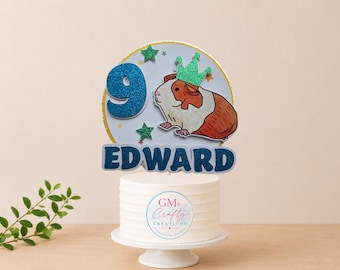 Personalised Guinea Pig Cake Topper, Guinea Pig Birthday Decoration, Any Age Birthday Cake Topper, Custom Name & Age Party Decor