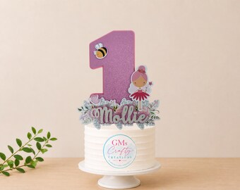 Personalised Fairy Cake Topper, Fairy Birthday Cake Decoration, Name & Age Cake Topper, 1st Birthday Fairy Party Decor, Any Age