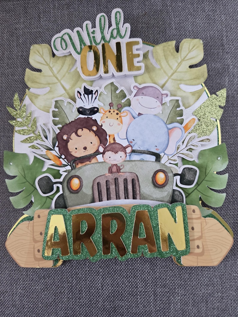 Wild One Cake Topper | Glitter Jungle Safari 1st Birthday - Etsy