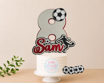 Personalized Football Cake Topper | Glitter Sports Theme