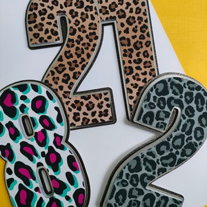 Animal Print Cake Topper  LEOPARD PRINT- Any Number - 18th, 21st, 10th Birthday