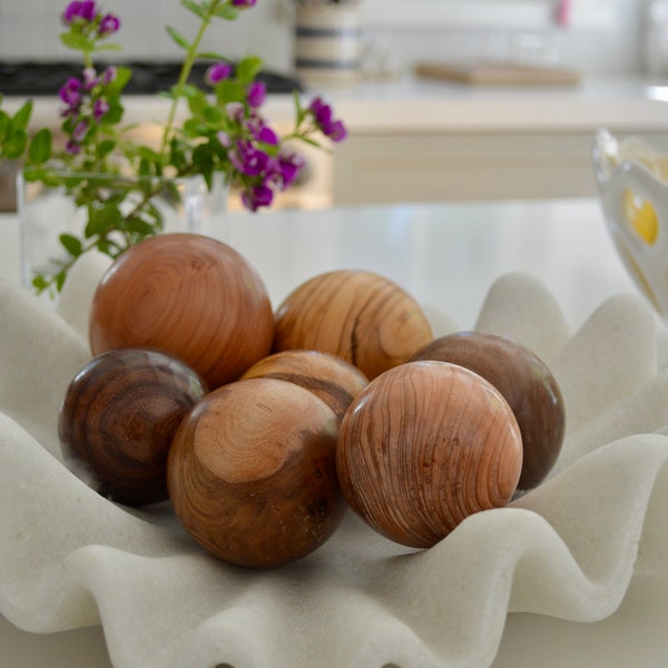 Artisan Handmade Wood Balls |  2.5" - 4"| Home Decor | Unique Gift | Cedar, Elm, Maple, Olive, Walnut, Exotic Woods