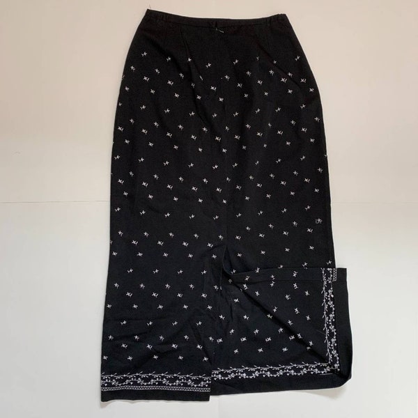 Coldwater Creek Black Embroidered Midi Skirt