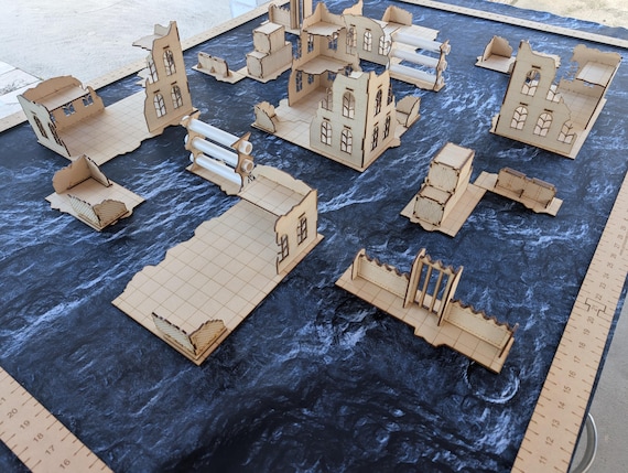 Wargaming Terrain Set: MDF Ruin Layouts for 40K Tournament (11th Edition)