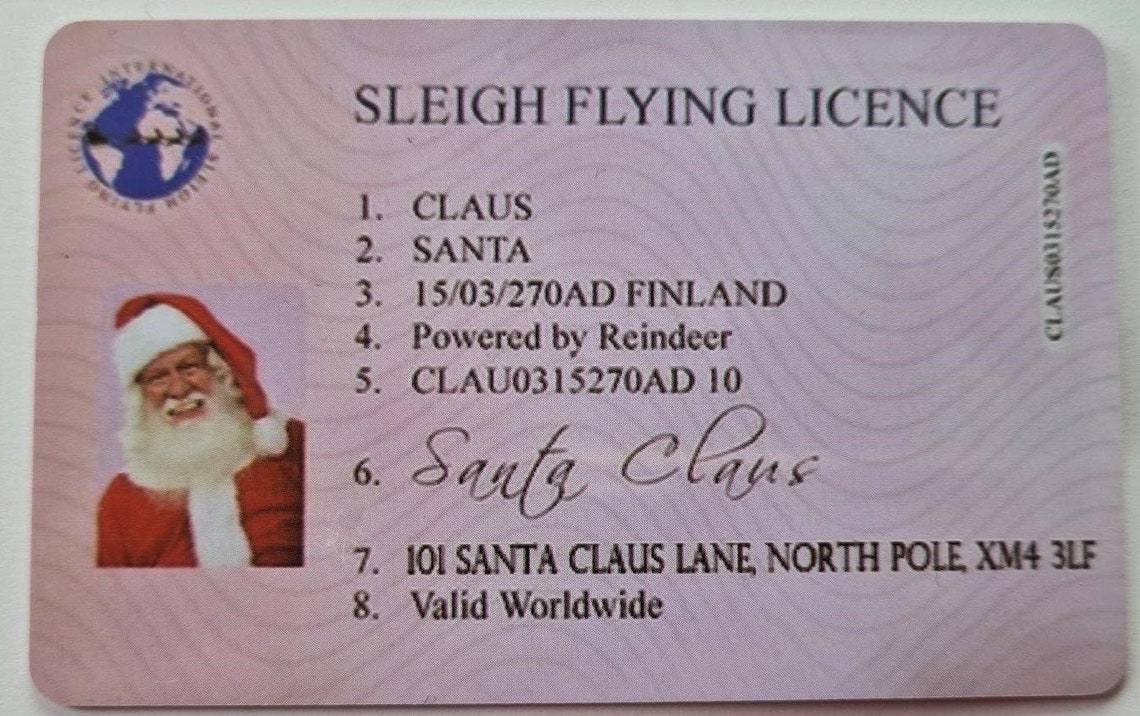 Santa s Driving sleigh Licence Christmas Etsy santa-s-driving-sleigh-licence-christmas-etsy
