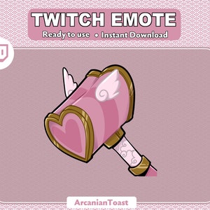 Pink heart Lovecore themed Ban Hammer emote